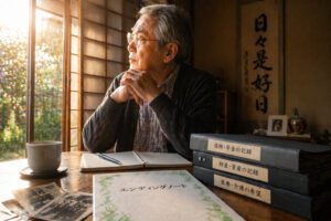 アダルトDVDの終活について考えている老人