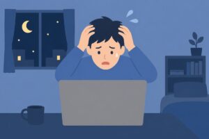 サイトからお気に入りの女優が消えて焦る男性のイメージ